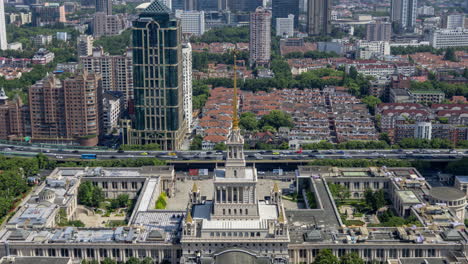timelapse of the shanghai city skyline from a high vantage point