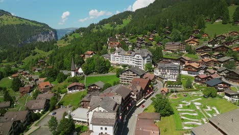 aerial view over the center of wengen, switzerland 1 of 2