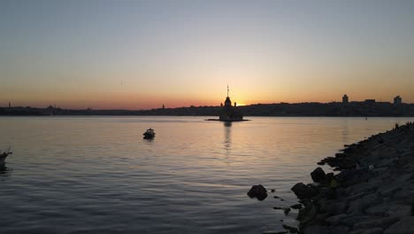 maiden’s tower in the sunset drone video uskudar istanbul turkey