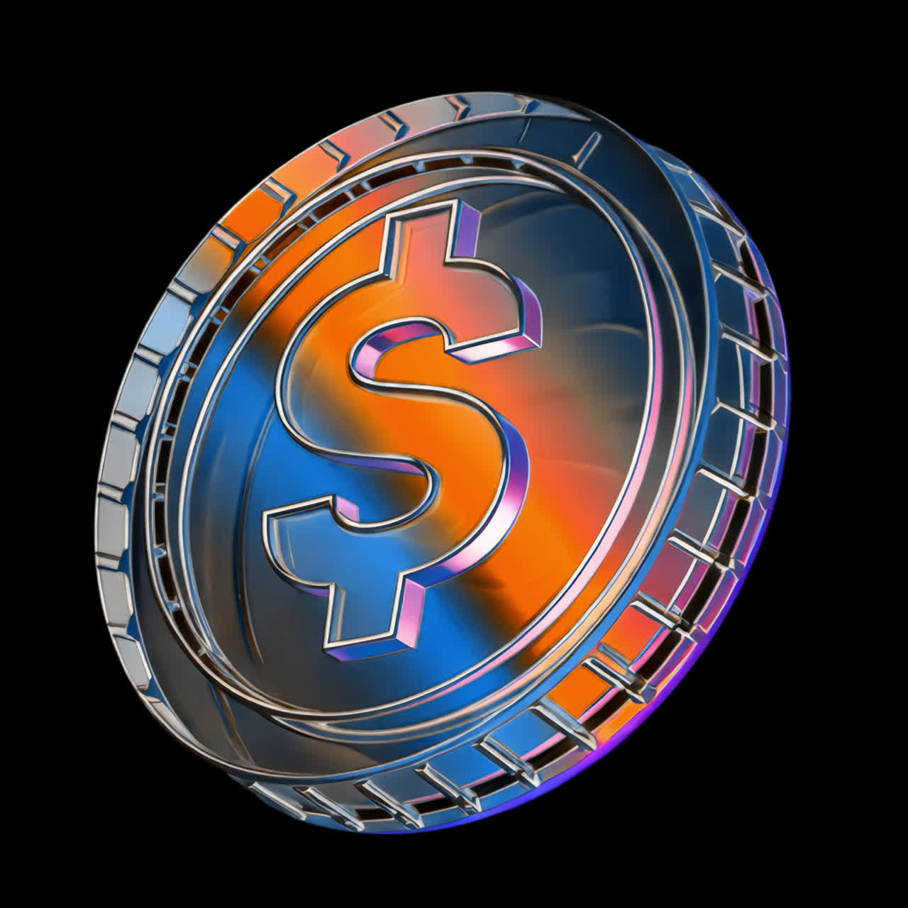 Futuristic digital currency symbol animation isolated asset, transparent 4K video, alpha channel