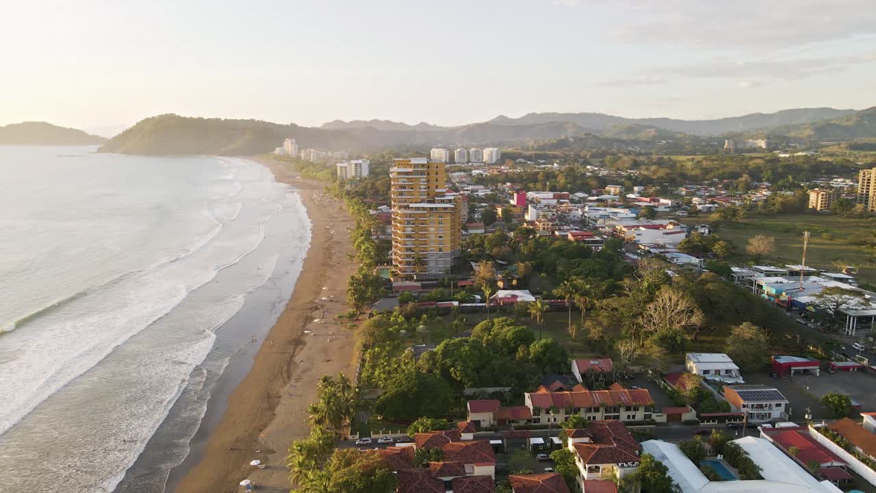 Seaside town of Jaco along the beautiful, tropical coast of Costa Rica at sunset
