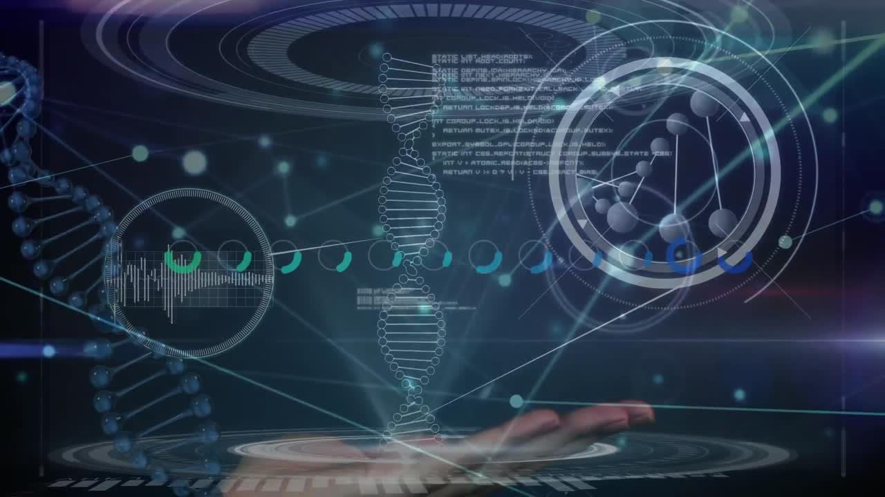 백인 사업가에 대한 dna 줄무로 의료 데이터 처리의 애니메이션