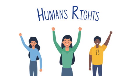 human rights animation with people protesting