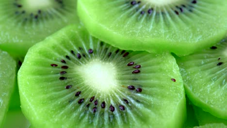 macro rotation video shooting of slice kiwi fruit .close up flesh of kiwi.