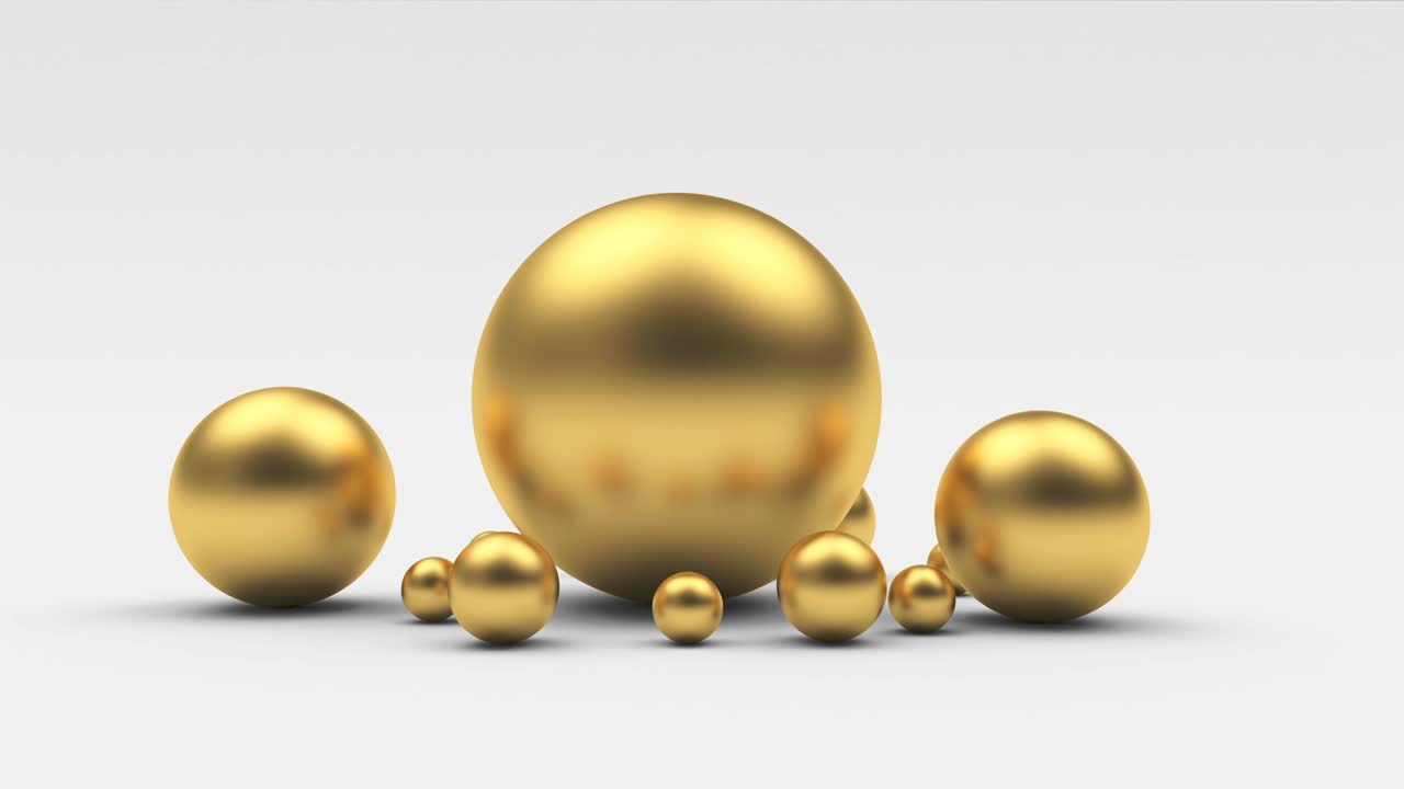 황금 구는 3d 애니메이션에서 회전합니다.
