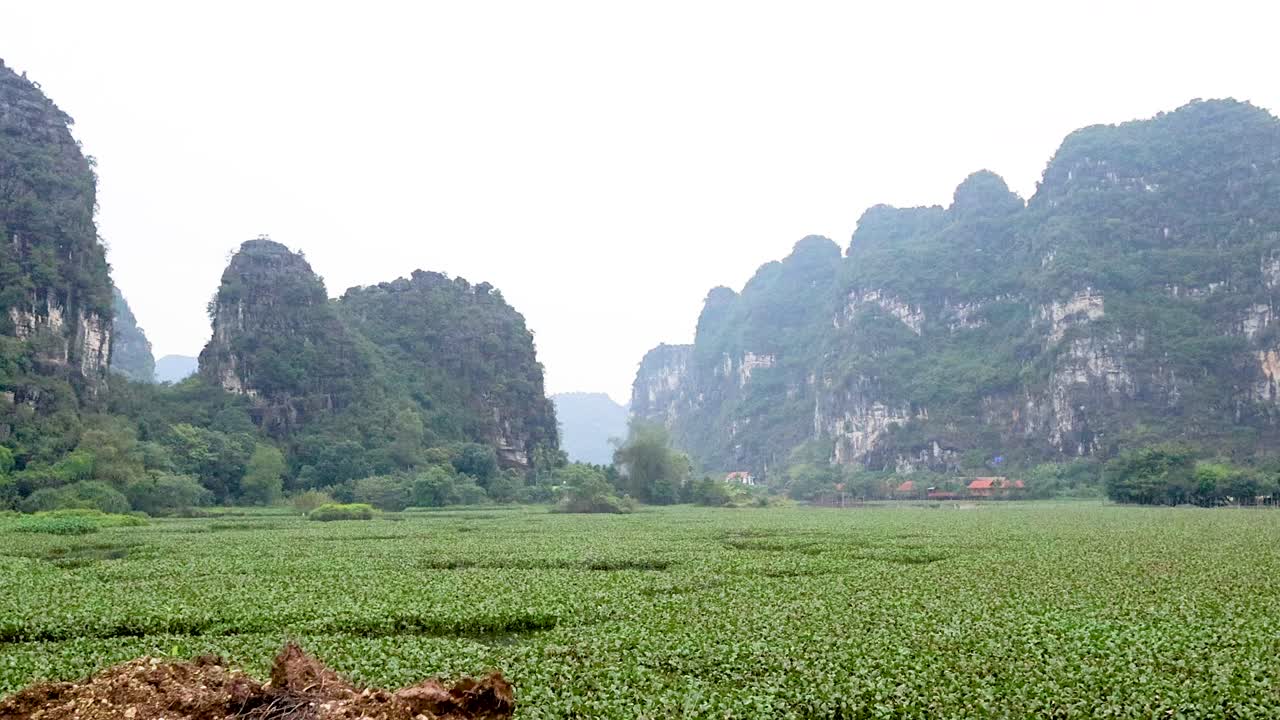 푸른 초록색과 석회암 산 들 in ninh binh