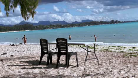 relaxing beach scene in mauritius