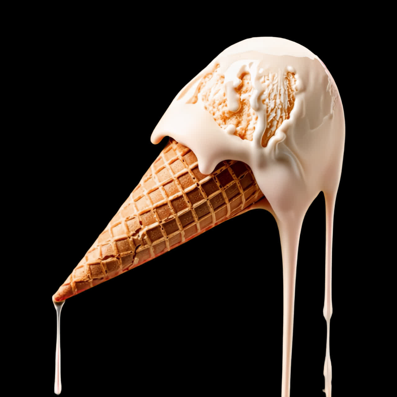 Animazione di un cono gelato che si scioglie, risorsa isolata, video 4K trasparente, canale alfa, ProRes.