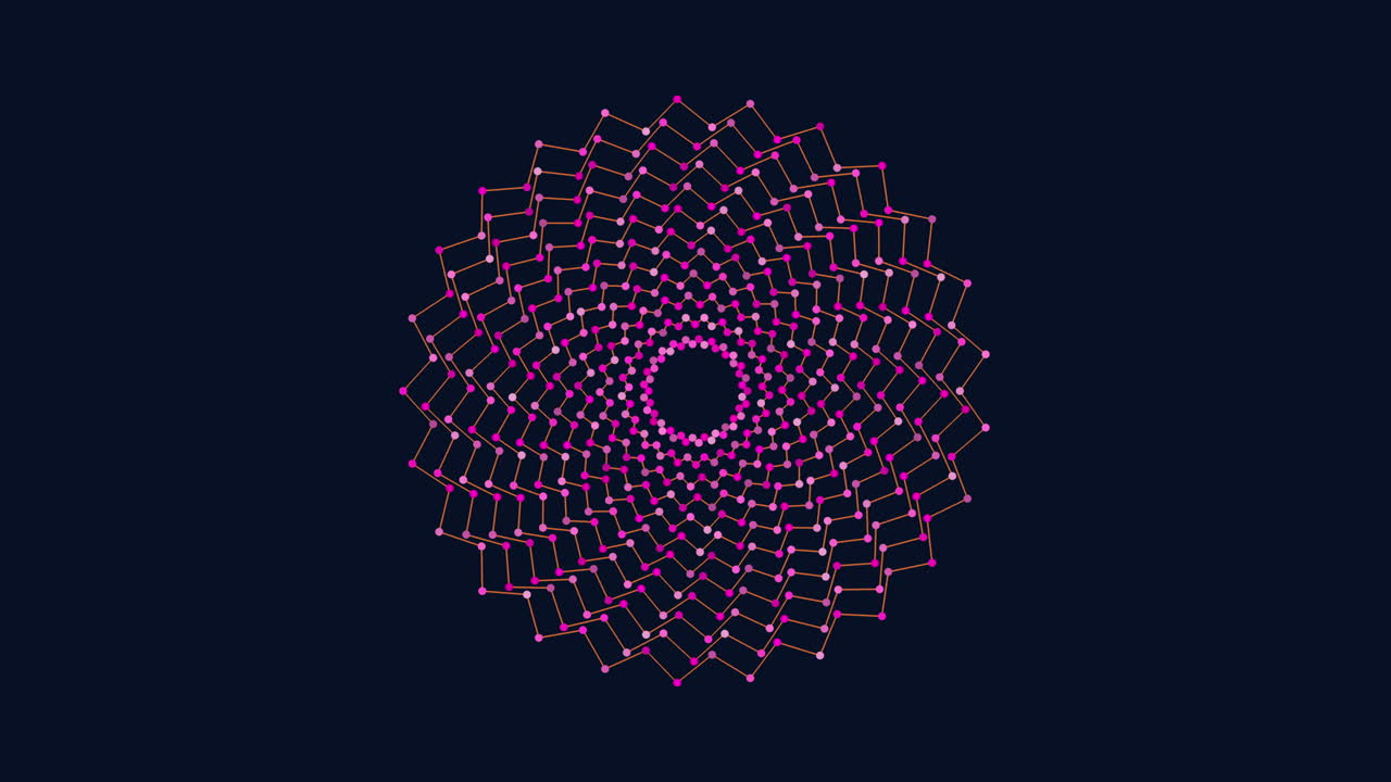 flor mágica abstracta y de neón con puntos y líneas de neón en el espacio oscuro