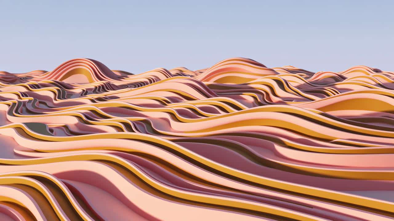 Abstract Wavy Landscape with Pink and Orange Layers
