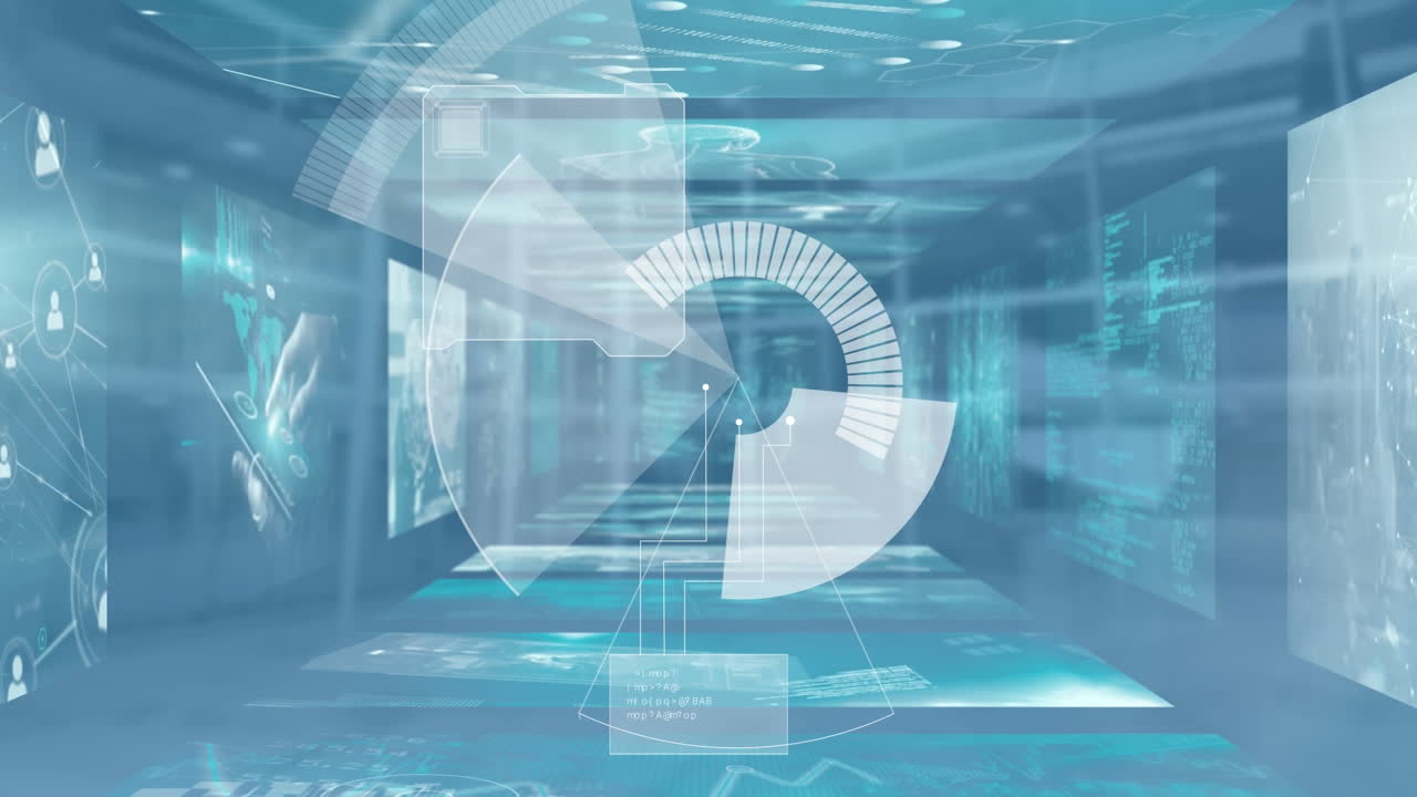 추상적인 배경에 대한 여러 인터페이스에서 원의 애니메이션