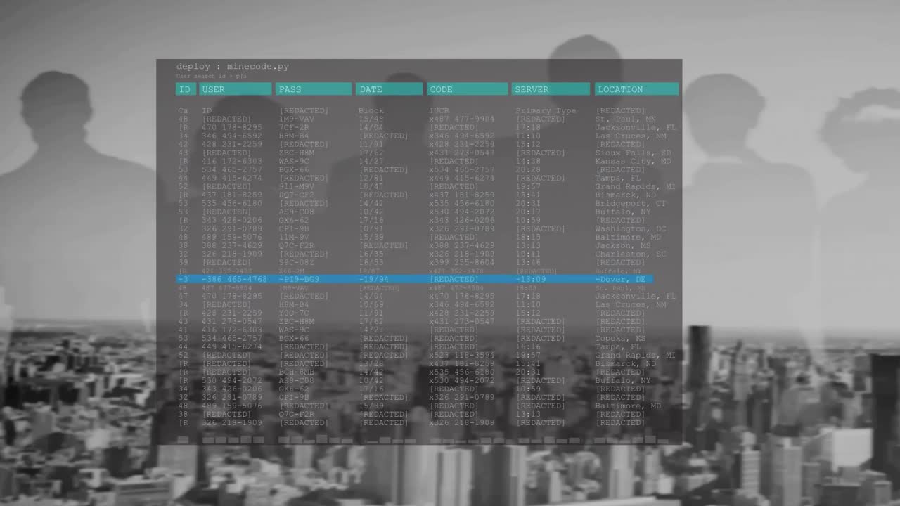 interfaz digital con procesamiento de datos sobre la silueta de personas de negocios contra el paisaje urbano