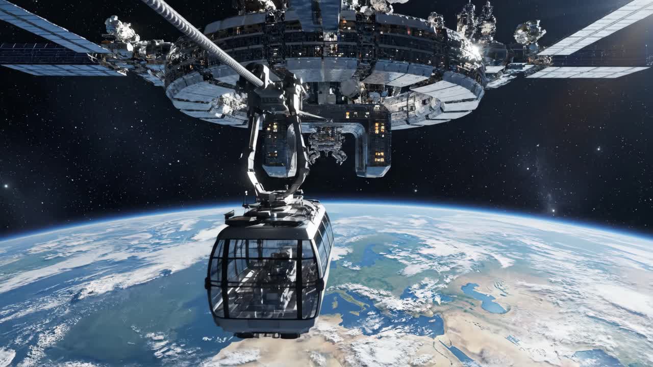 Space Station Gondola Above Earth