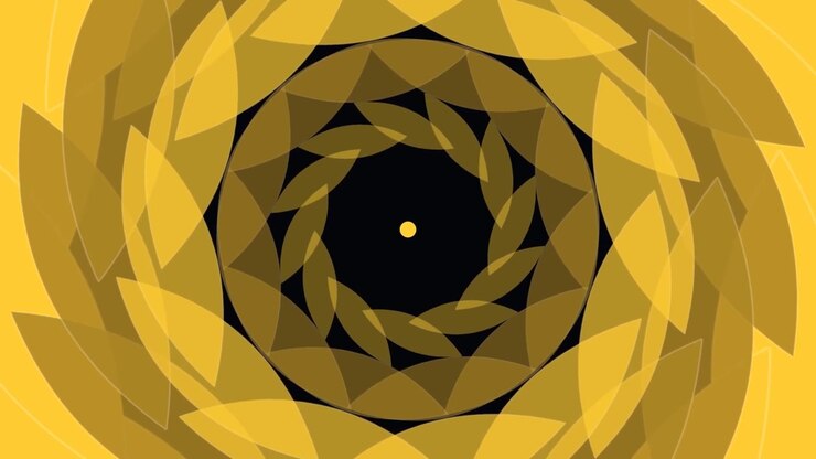 Abstract Golden Geometric Flower Animation Expanding and Contracting