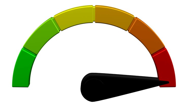 Escalation meter with black arrow.