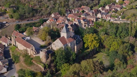 aerial view of gargilesse village and its castle, france