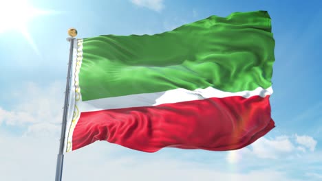 bandera de chechenia ondeando en el viento contra el cielo azul profundo. tema nacional, concepto internacional. 3d render ciclo sin costuras 4k