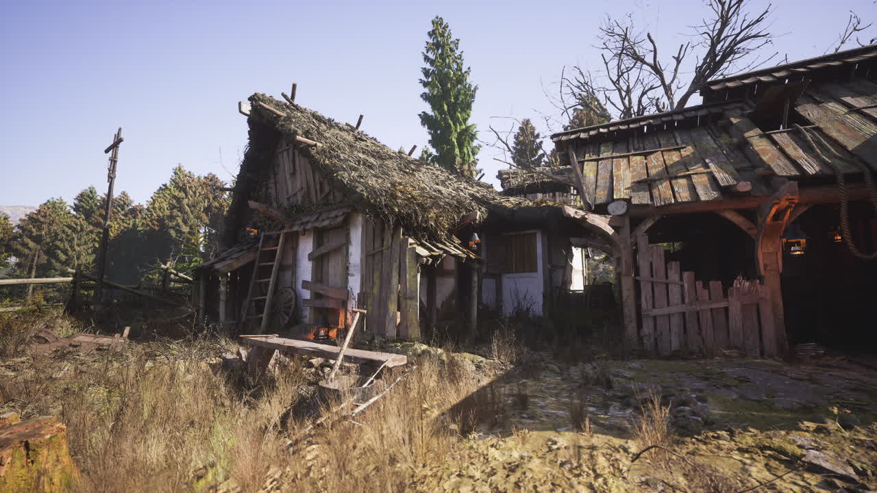 시골 에 있는 버려진 나무 집
