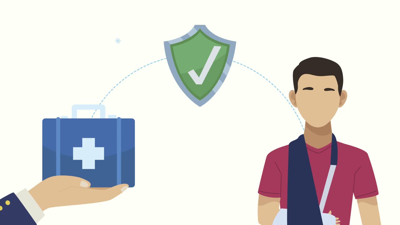 insurance service animation with injured man