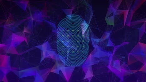 animación del procesamiento de datos digitales y huellas dactilares sobre un fondo oscuro