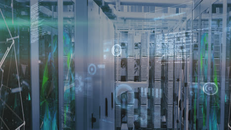 animation of connections and data on digital screens over servers