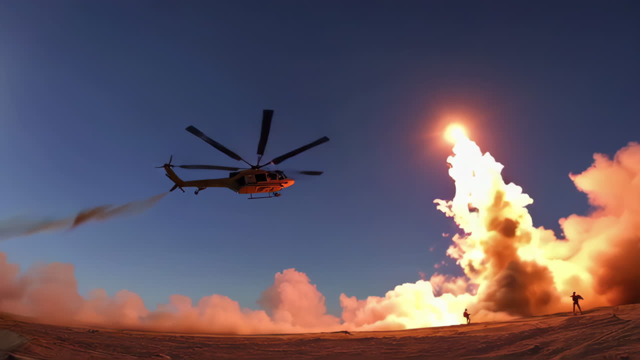 Military Helicopter Launch with Missile