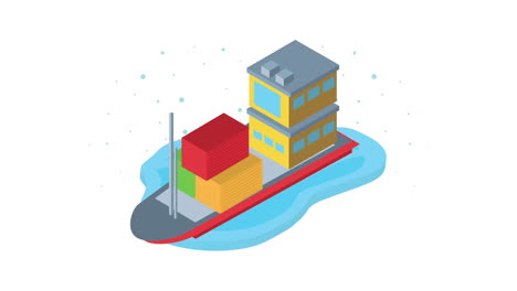 barco de carga con contenedores animación logística