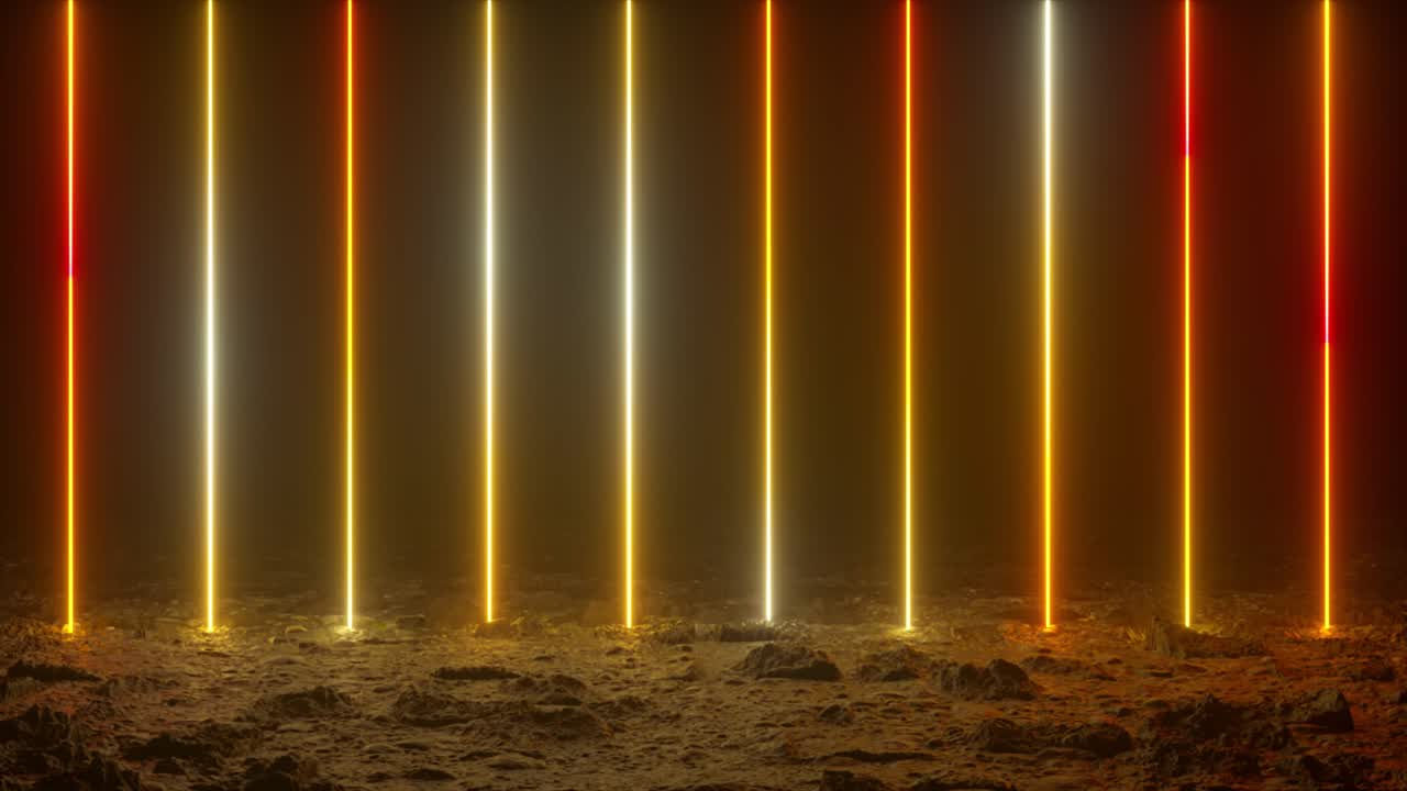 líneas verticales de luz de neón en un fondo oscuro