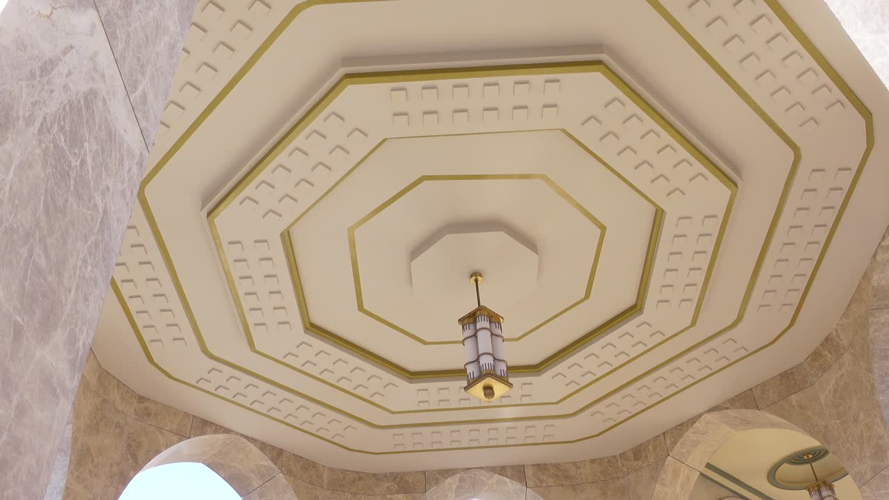 Ornate Octagonal Ceiling with Light Fixture