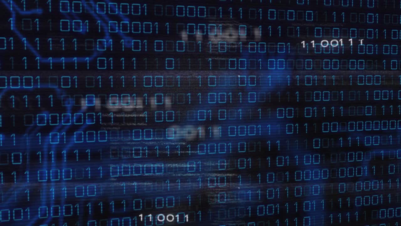 animación del procesamiento de datos sobre un fondo negro