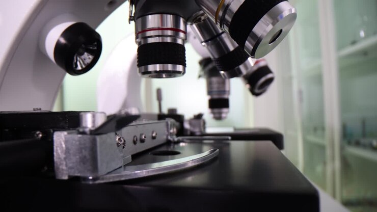 Microscope in a laboratory