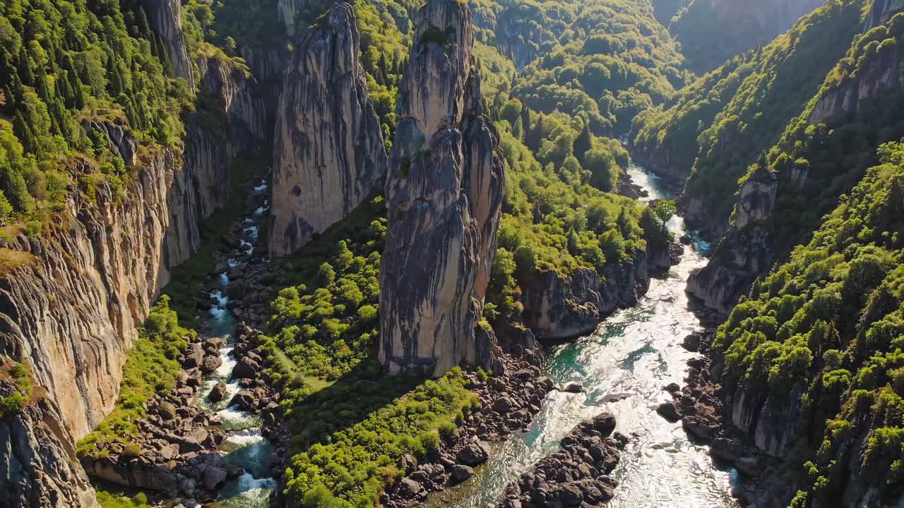 Scenic Aerial View of a River Canyon