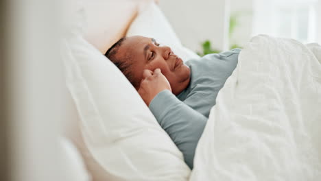 mature woman, bed and sleeping for depression