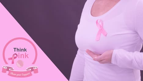 animación de concienciación sobre el cáncer de mama texto sobre mujer caucásica