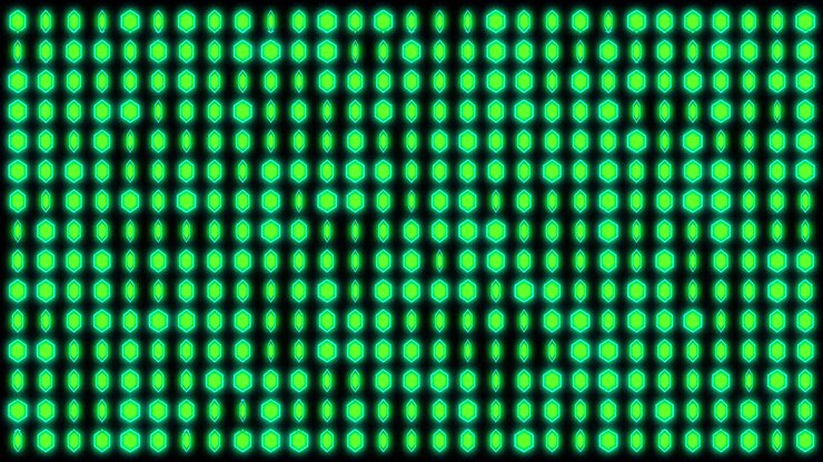 Animation of changing green dots on black background