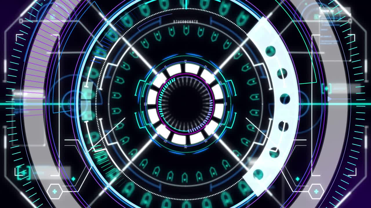 Animation of scope scanning and data processing on black background