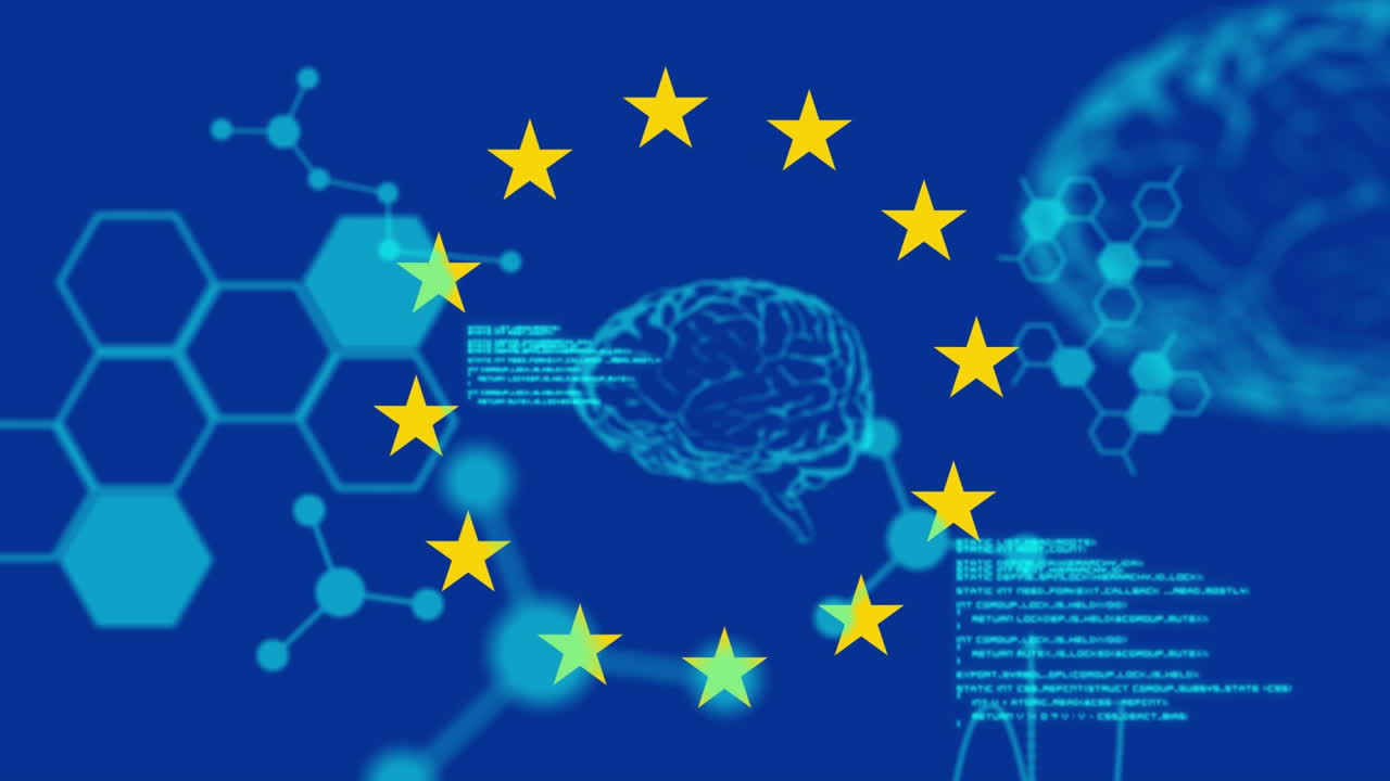 Stelle gialle che ruotano su elaborazione di dati medici