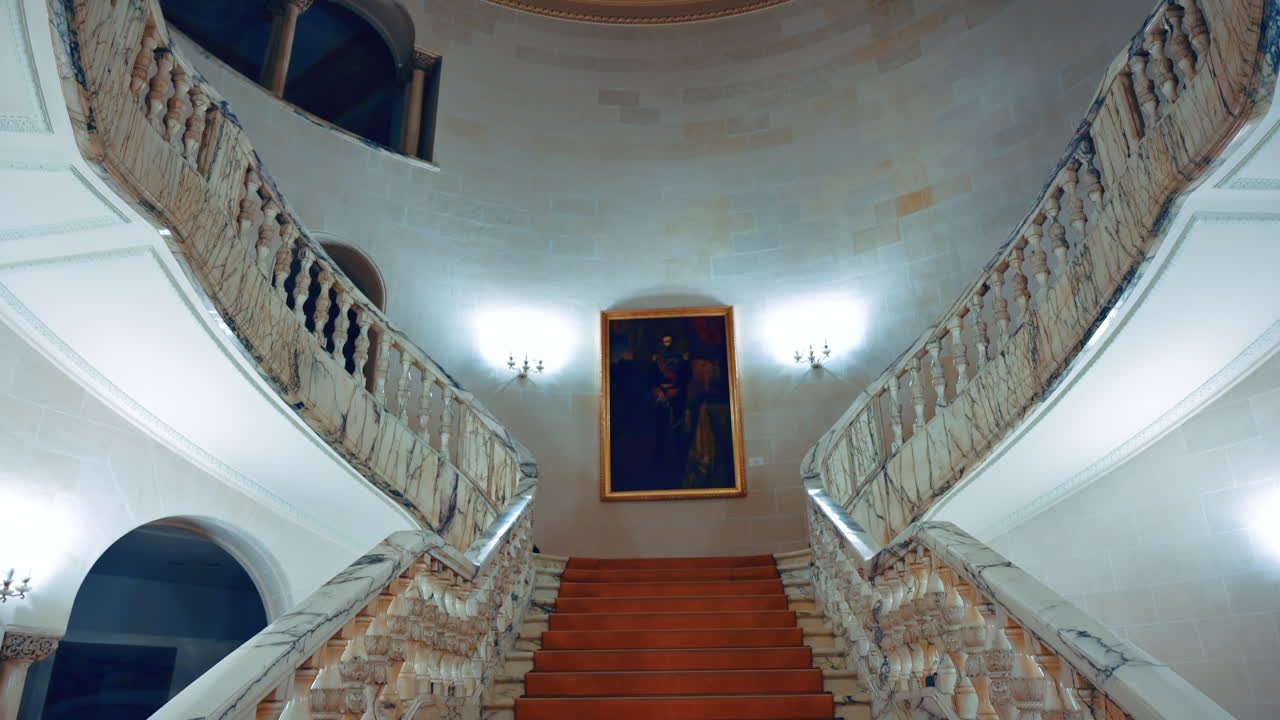 Woman in front of the Manu-Auschnitt House, tourist attraction in Bucharest, Romania
