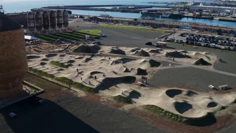 Cycling-Track-In-Kulshan-Trackside-Beer-Garden-In-Washington---aerial-shot