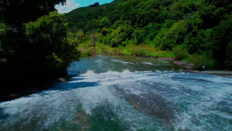 rere falls rock slide drone shot