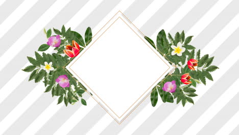 photo frame for copy space with decorative purple, red and white flowers