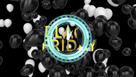 counting down to black friday with animation over black and white balloons