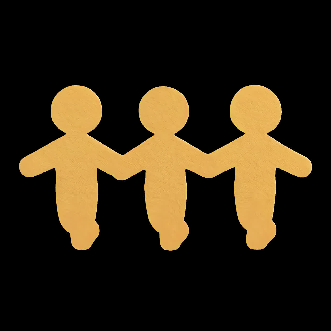 Paper cutout figures holding hands animation isolated asset, transparent 4K video, alpha channel