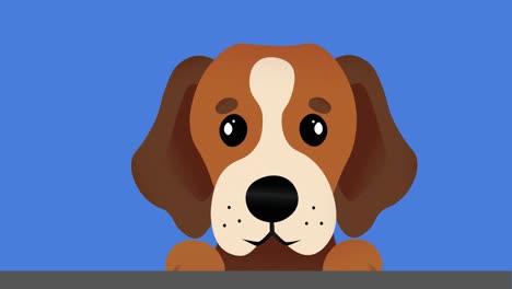 Animation-of-dog-appearing-on-blue-background