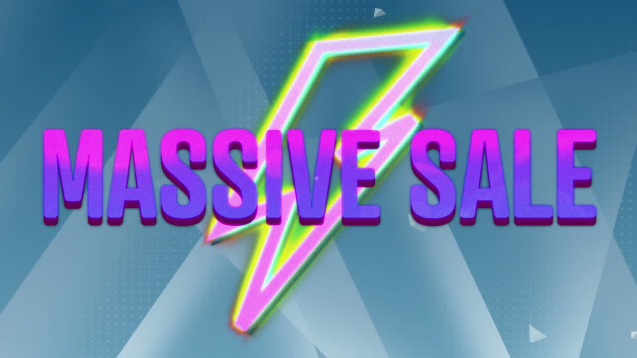 animación de texto de venta masiva sobre un fondo abstracto