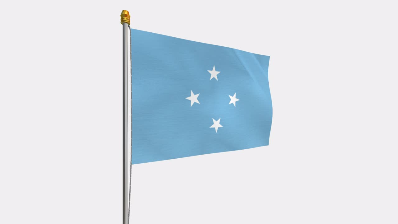 video de bucle de los estados federados de micronesia bandera revoloteando en el viento, vídeo en cámara lenta de 4k, con canal alfa