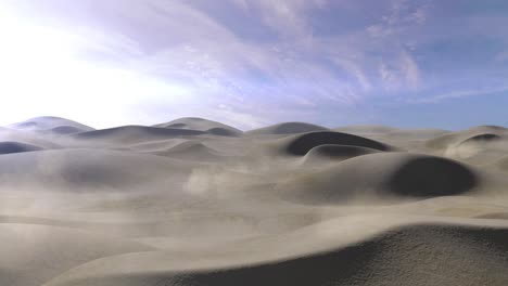 desert landscape with sand dunes and dust