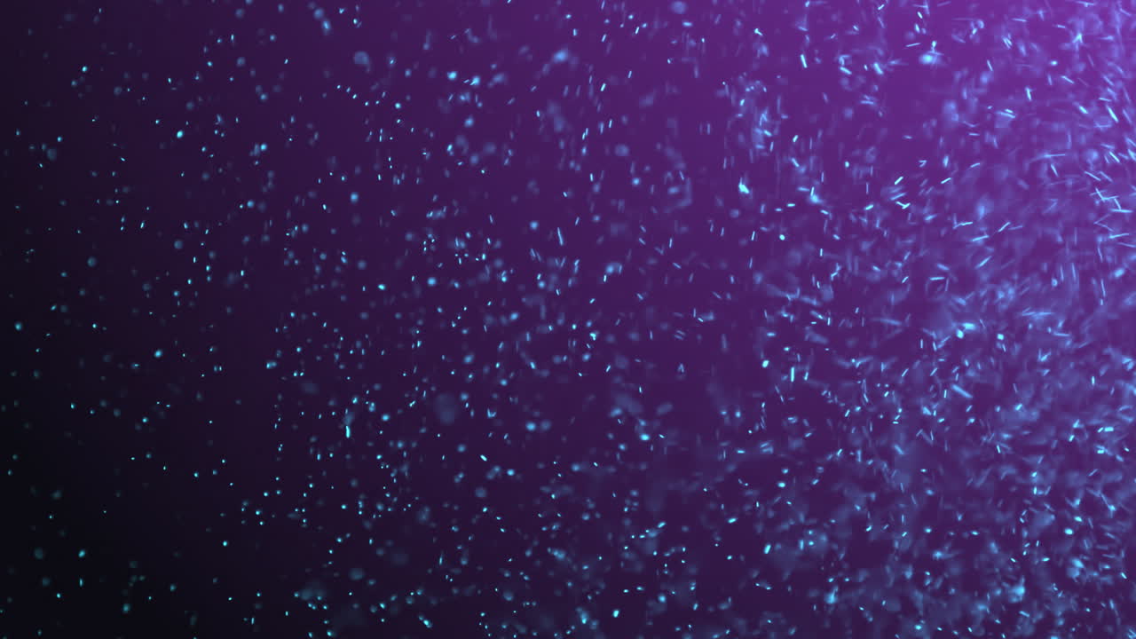 animación digital de partículas brillantes en azul y púrpura en un bucle.