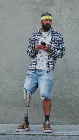 stylish man with prosthetic leg