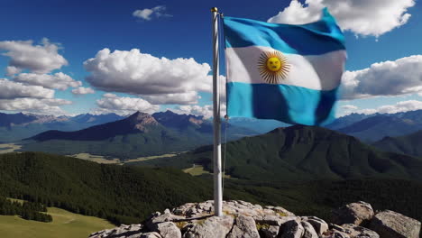 argentine flag on a mountaintop